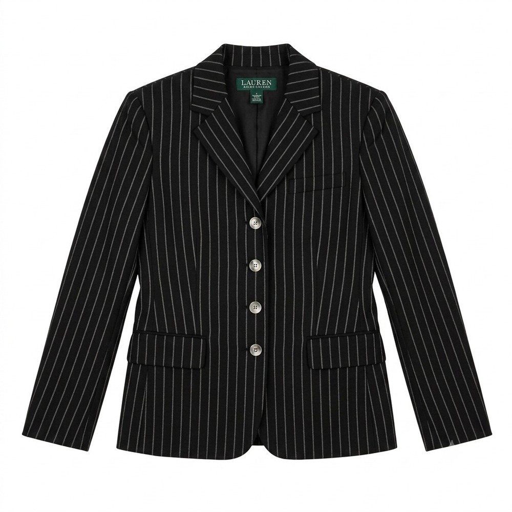 Lauren Ralph Lauren Quiet Luxury Pinstripe Blazer Women Sz 6 Office Siren Preppy - Picture 1 of 7
